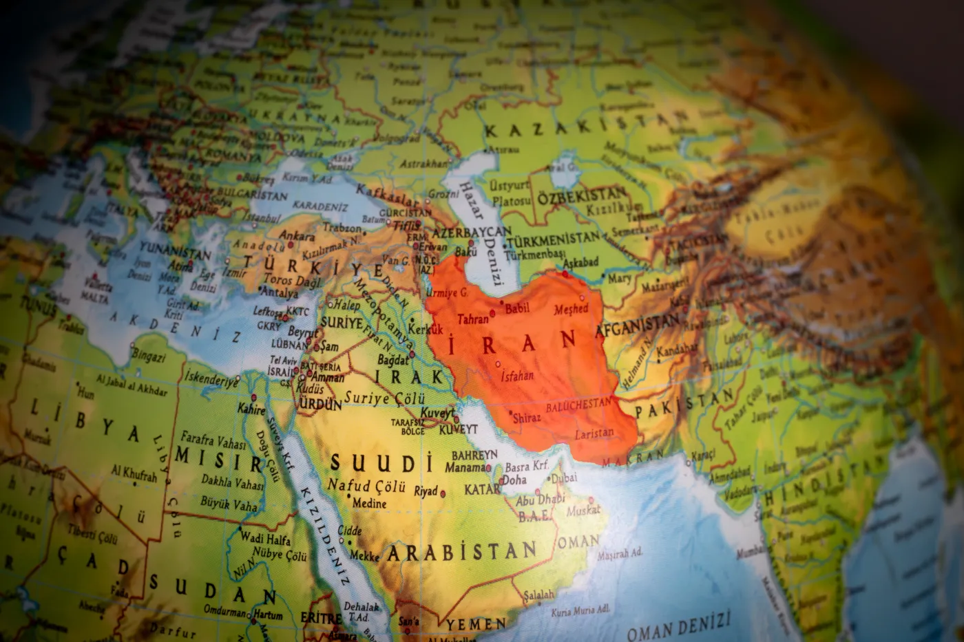 World,Map,Showing,The,Middle,East,Region,,With,A,Focus
