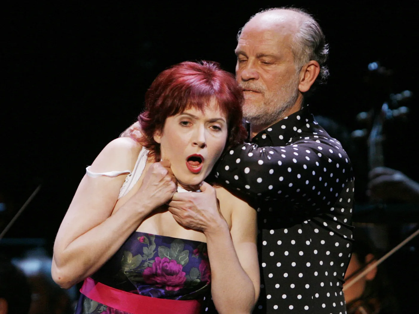 Aleksandra Zamojska i John Malkovich w spektaklu "The Infernal Comedy - Wyznania seryjnego mordercy"