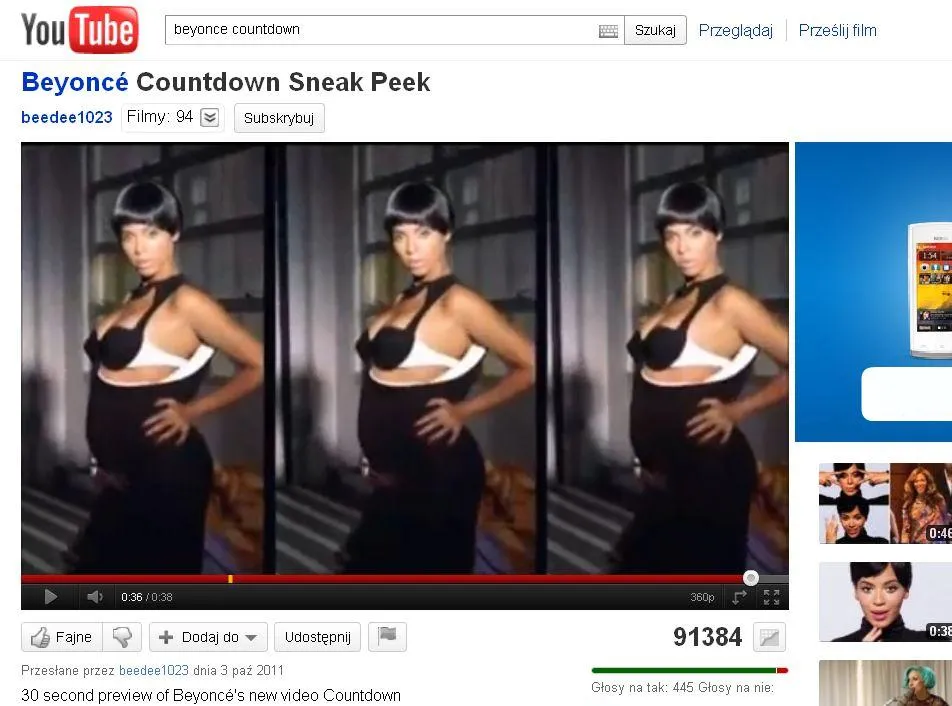 Kadr z teledysku Beyonce do piosenki "Countdown"
