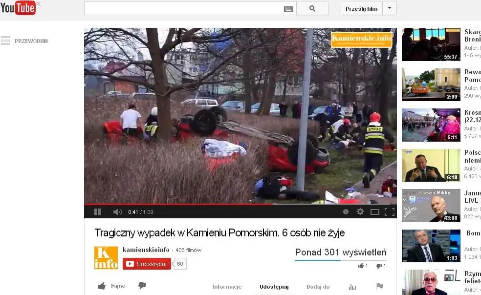 Akcja ratownicza po wypadku w Kamieniu Pomorskim