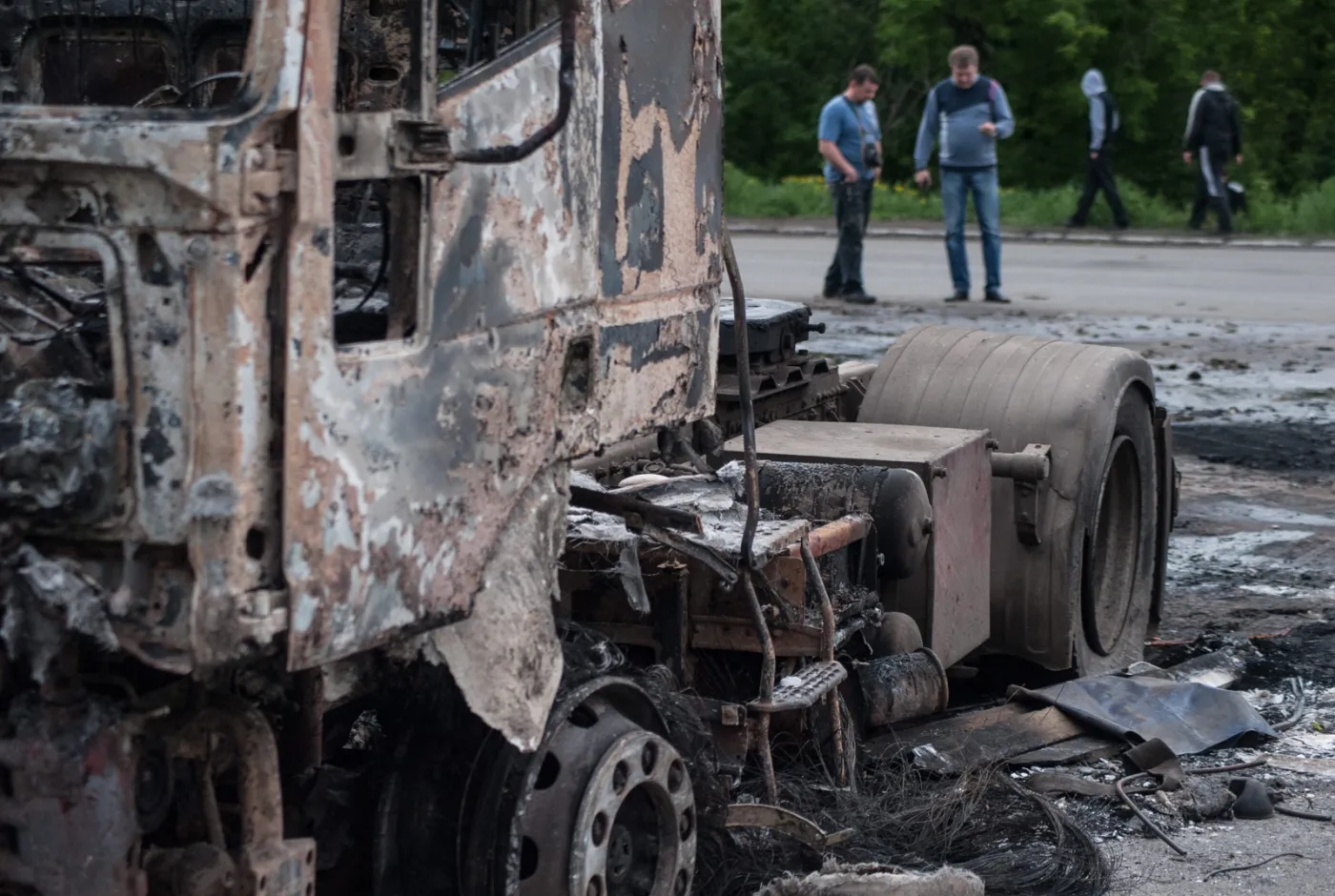 Słowiańsk po walkach sił ukraińskich i prorosyjskich separatystów