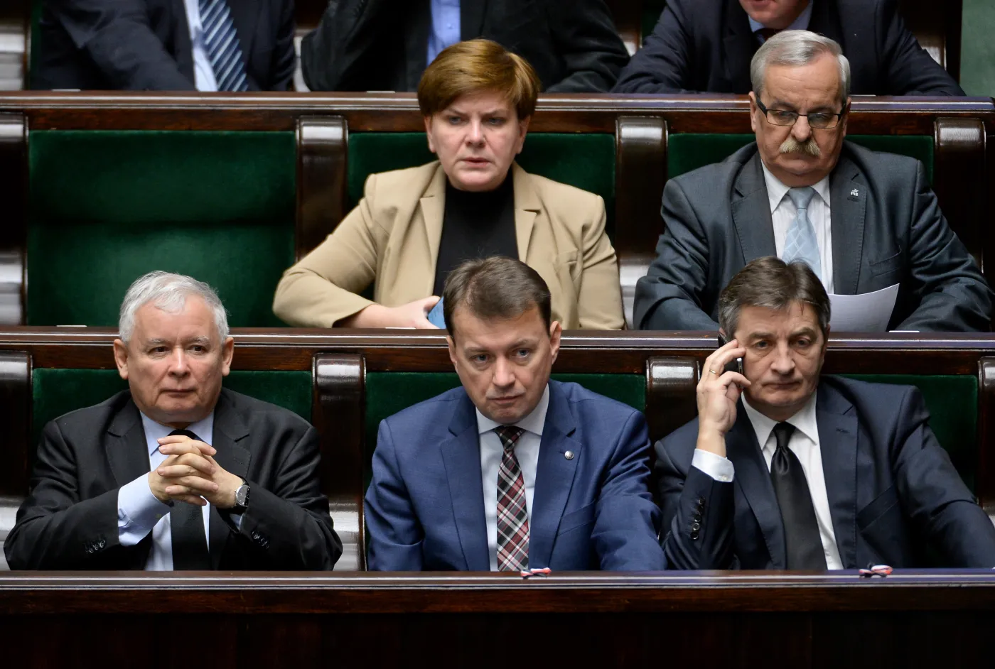 Jarosław Kaczyński, Mariusz Błaszczak, Marek Kuchciński, Beata Szydło, Leonard Krasulski 