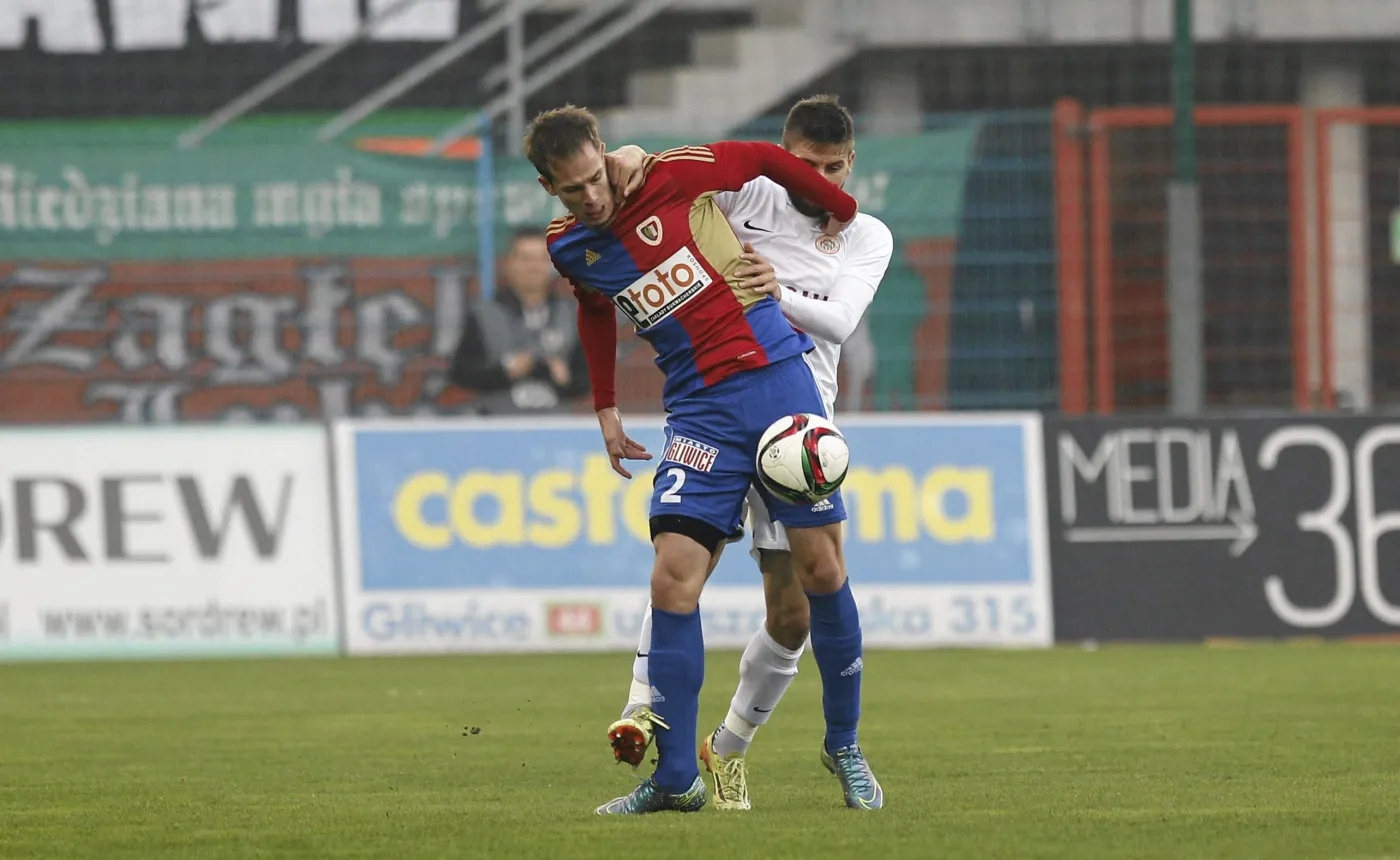 Patrik Mraz podczas meczu Ekstraklasy, Piast Gliwice - Zaglebie Lubin