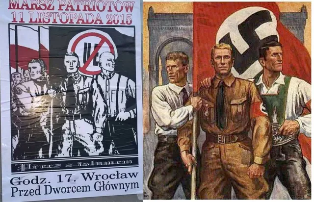 Plakat Marszu Patriotów 2015 zupełnie jak hitlerowski afisz. ZNAJDŹ RÓŻNICE!