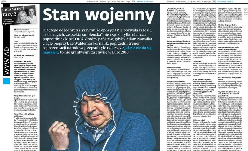 Słynny już wywiad Magdaleny Rigamonti z Tomaszem Zimochem