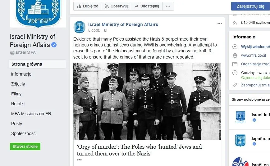 Post zamieszczony przez Ministerstwo Spraw Zagranicznych Izraela