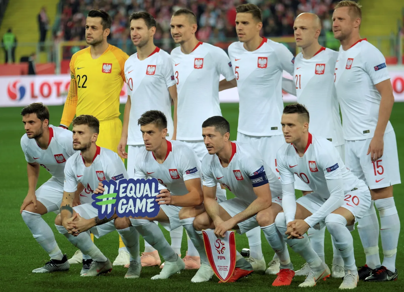 Zawodnicy piłkarskiej reprezentacji Polski przed meczem z Portugalią w piłkarskiej Lidze Narodów w Chorzowie