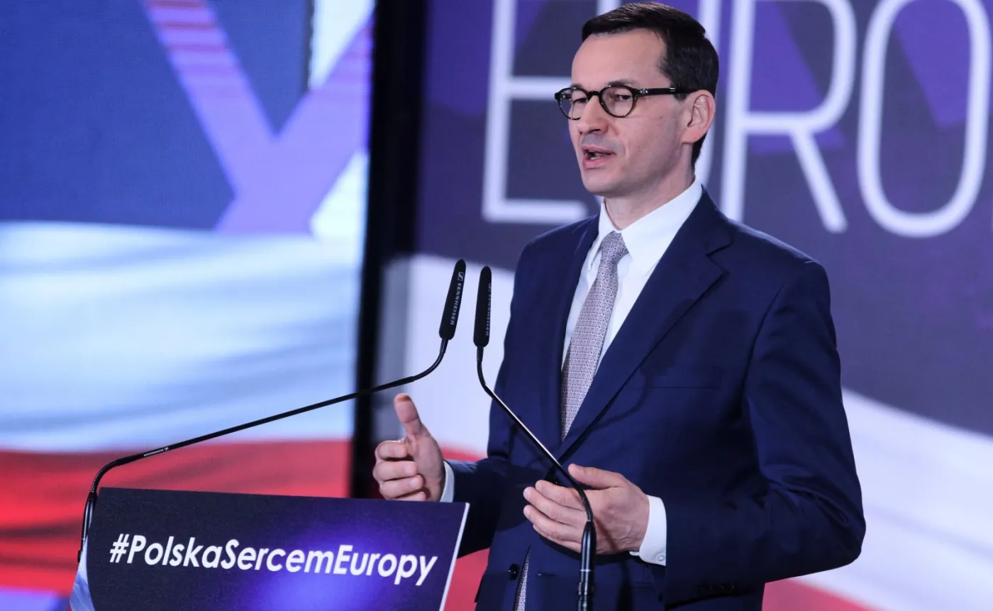 Premier Mateusz Morawiecki przemawia podczas konwencji regionalnej PiS w Białymstoku