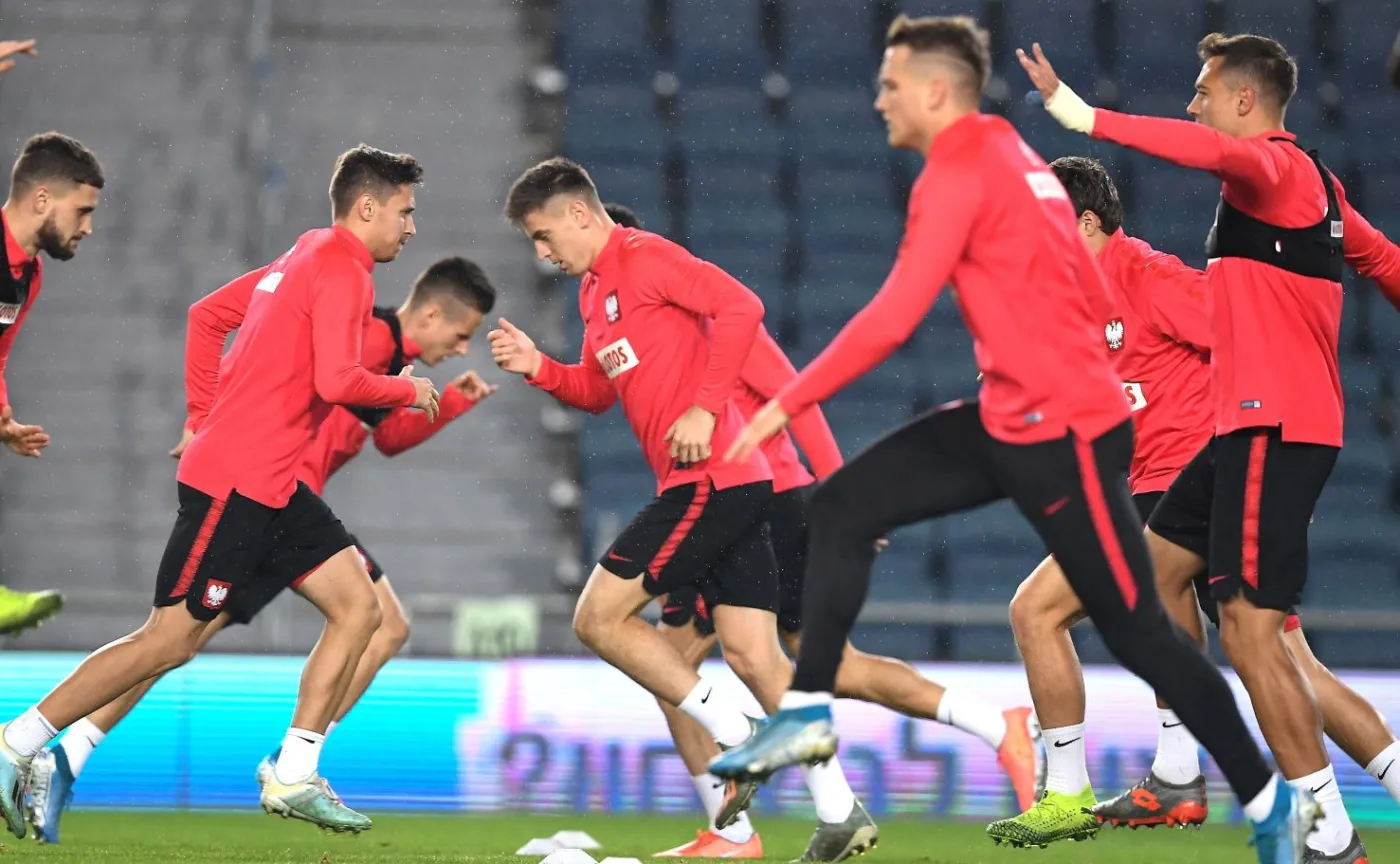 Zawodnicy piłkarskiej reprezentacji Polski podczas treningu na na stadionie Teddy Kollek w Jerozolimie