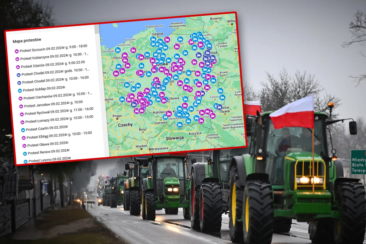 Wielki paraliż dróg w całej Polsce. Protest rolników 9 lutego, oto MAPA
