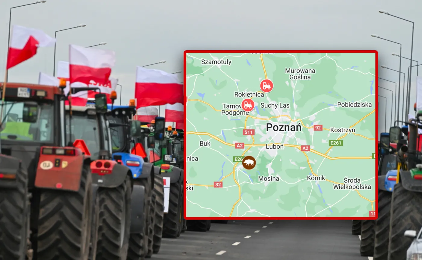 Poznań: Protest rolników 20 lutego. Gdzie drogi będą zablokowane? [MAPA]
