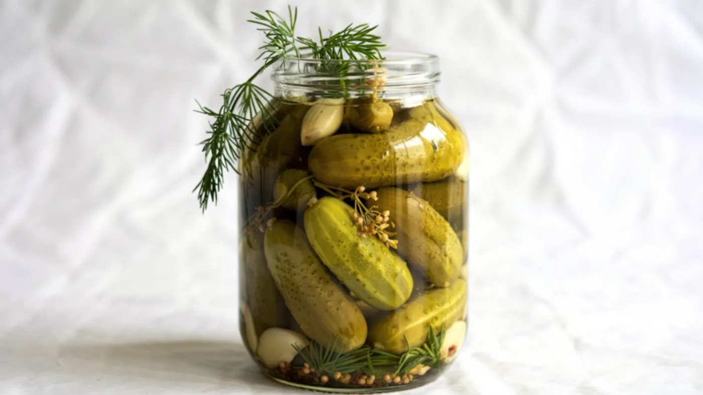 Crisp,Pickled,Cucumbers,Submerged,In,A,Clear,Glass,Jar