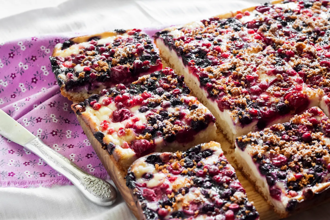Delicious,Pie,With,Assorted,Berries,And,Cottage,Cheese,Cut,On