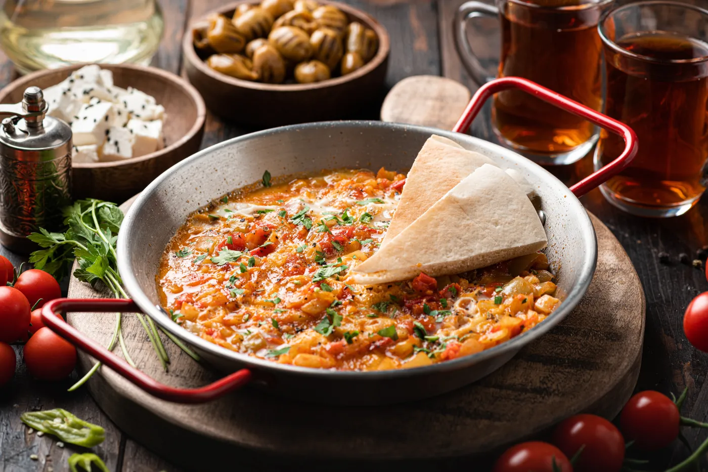 Menemen,,Turkish,Breakfast,,Eggs,With,Peppers,And,Tomatoes,,Selective,Focus