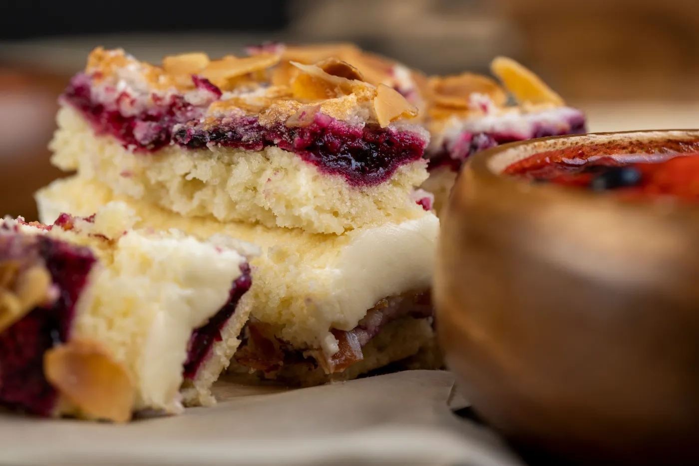 Delicious,Dessert,With,Cottage,Cheese,Cream,With,Strawberries,And,Almonds,