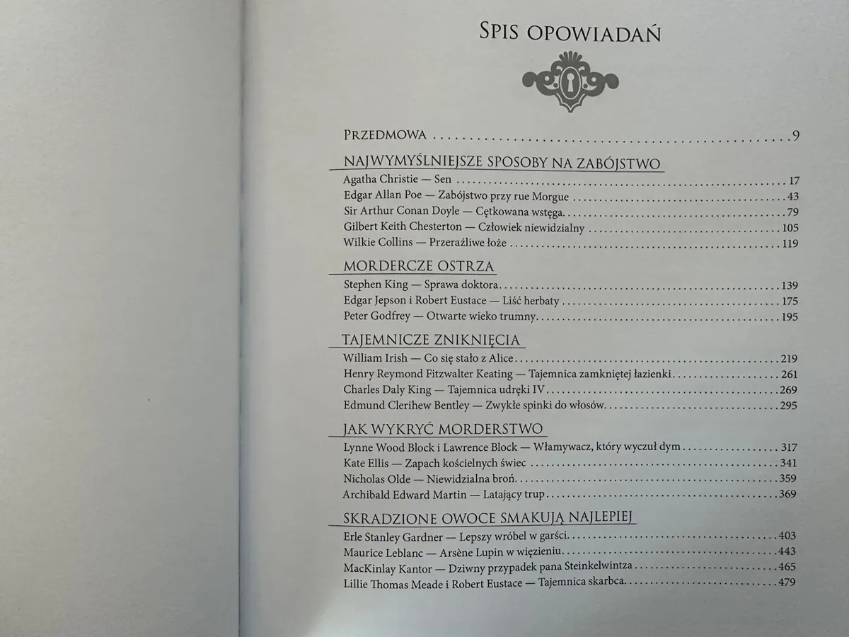 Wielka księga opowieści kryminalnych: zbrodnie pozornie niemożliwe, spis treści