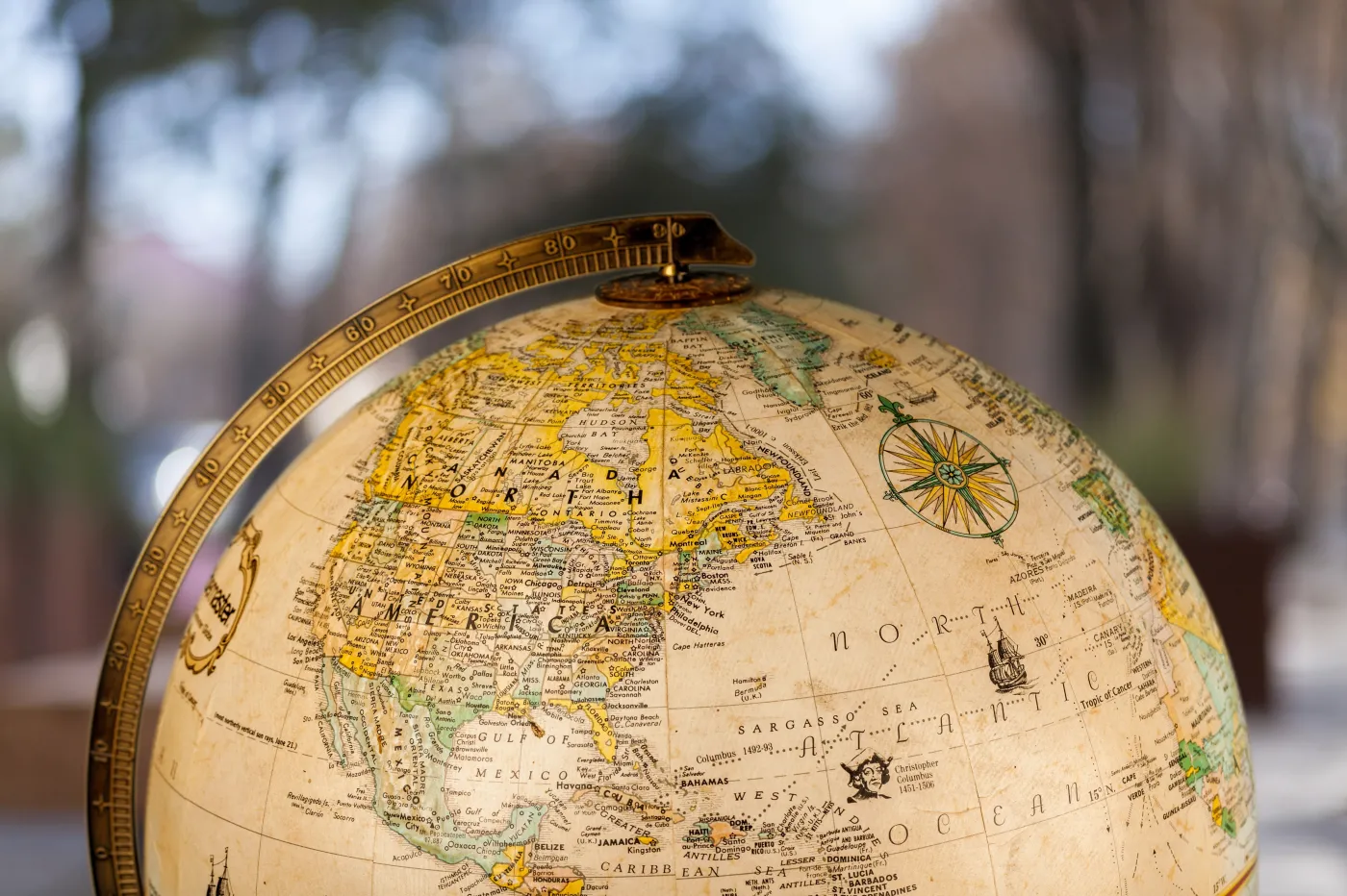 Classic,World,Study,Globe,On,Blur,Background