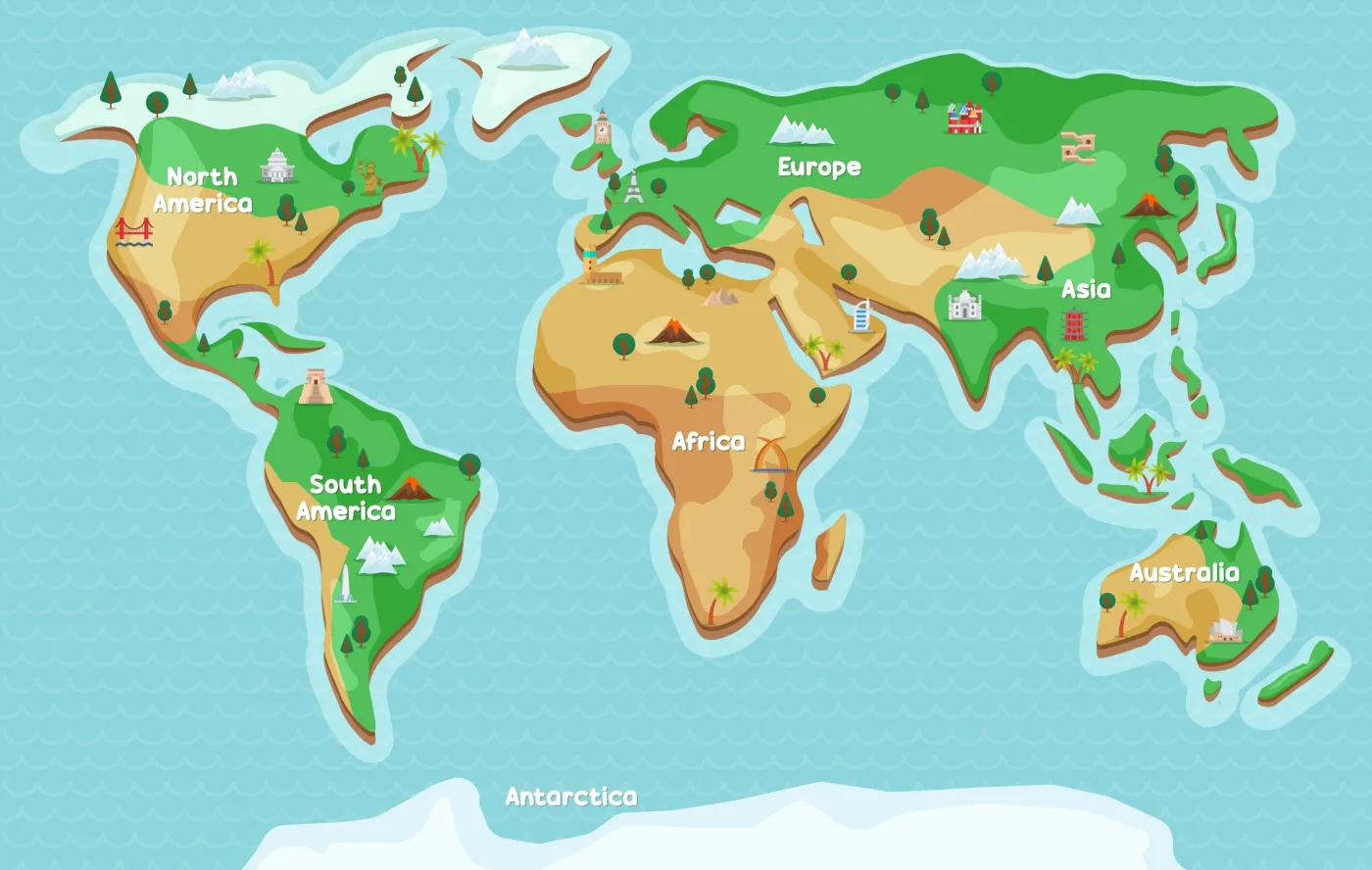quiz geografii geografia stolice świata World,Map,Cartoon,Landmark,Vector,Editable