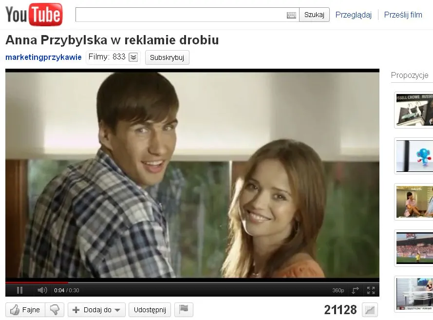 Anna Przybylska z Jarosławem Bieniukiem w reklamie drobiu