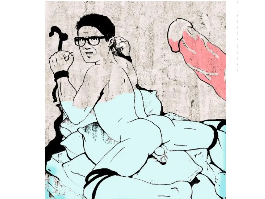 Kuba Wojewódzki na rysunku ilustrującym tekst "Przekroju"