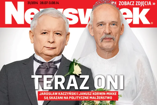 Jarosław Kaczyński i Janusz Korwin-Mikke na okładce "Newsweeka"