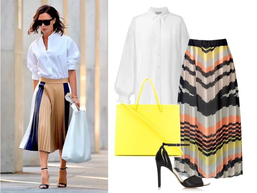 Klasyka przełamana mocnym kolorem. Inspirujące STYLIZACJE Victorii Beckham