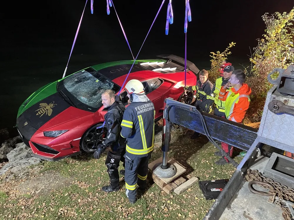 Lamborghini w jeziorze. Policja: Szwajcar jak James Bond