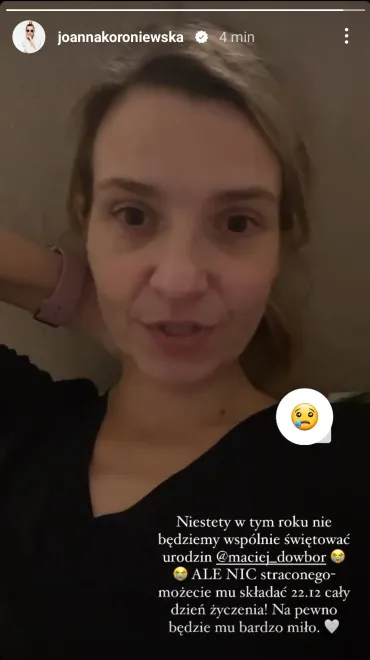 Widok InstaStories zamieszczonego na profilu Joanny Koroniewskiej na Instagramie