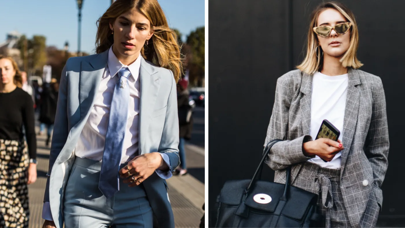 Modny garnitur damski - trendy, stylizacje