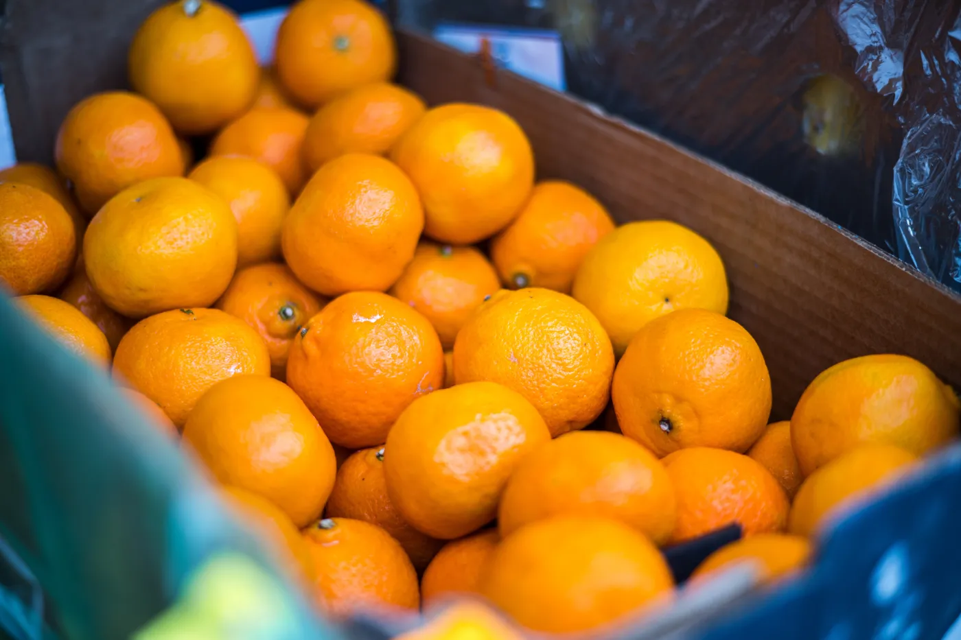A,Paper,Crate,Full,Of,Tangerines,Or,Oranges,Or,Mandarins