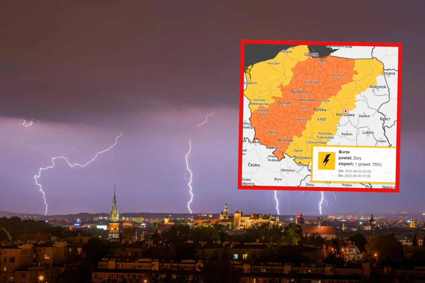 Alert IMGW. Burze z ulewami i gradem uderzą w 12. województw