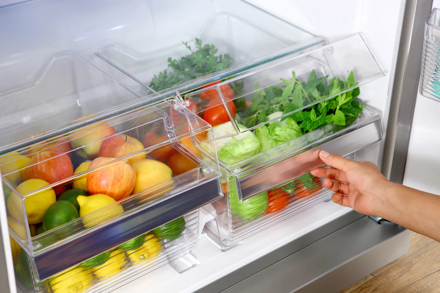 Warzywa świeżość warzyw lodówka Refrigerator,Veggies,Filled,With,Vegetables,And,Fruits