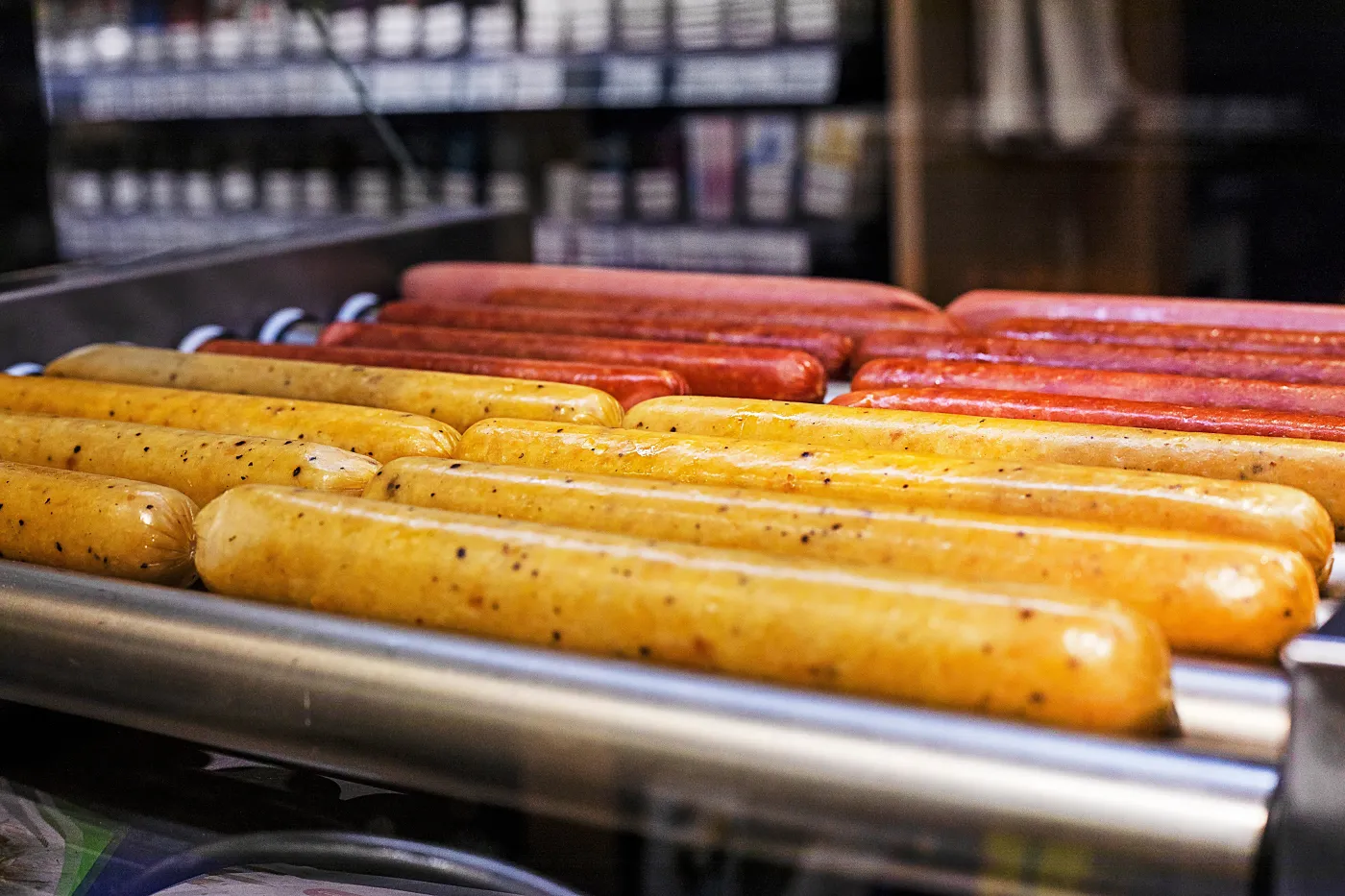 Cook,Sausages,For,Hot,Dogs,At,The,Gas,Station,,Horizontal