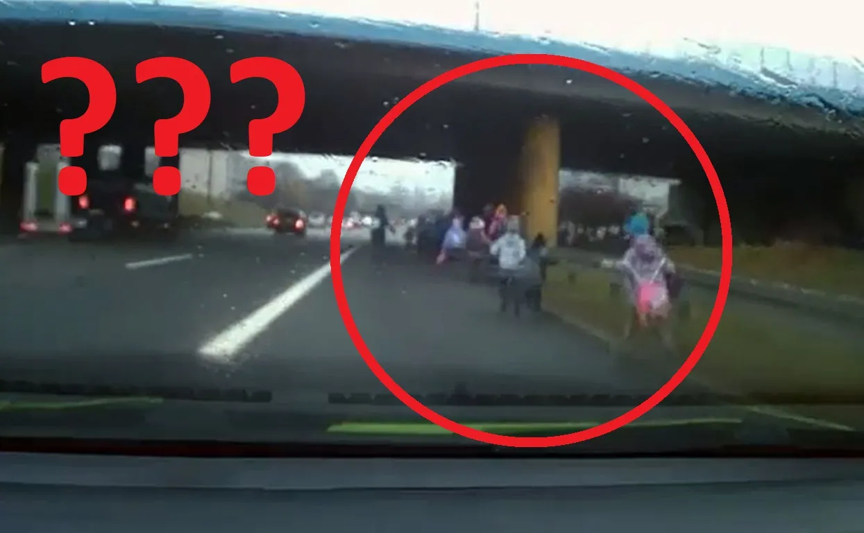 Dzieci z opiekunkami biegały po Drogowej Trasie Średnicowej. Wideo mrozi krew w żyłach