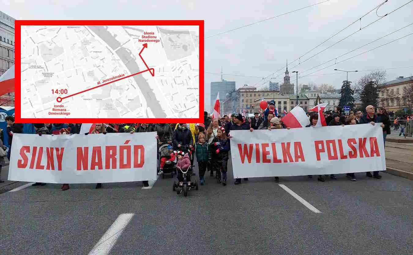 Marsz Niepodległości 2023: O której i gdzie? Trasa marszu i mapa