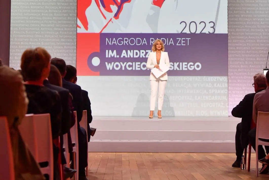 Dziennikarka Grażyna Torbicka na gali wręczenia Nagrody Radia Zet im. A. Woyciechowskiego