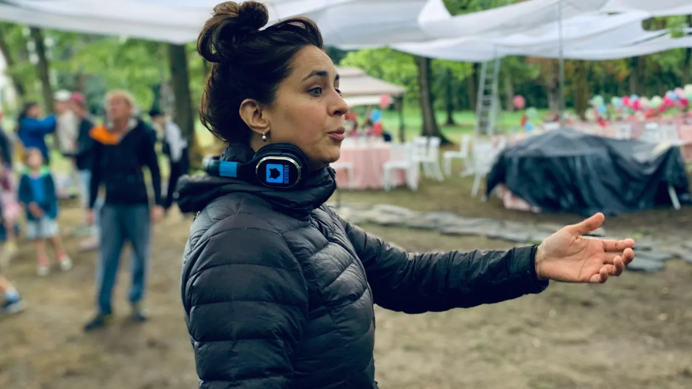 Jagoda Szelc na planie serialu "Matki Pingwinów" 