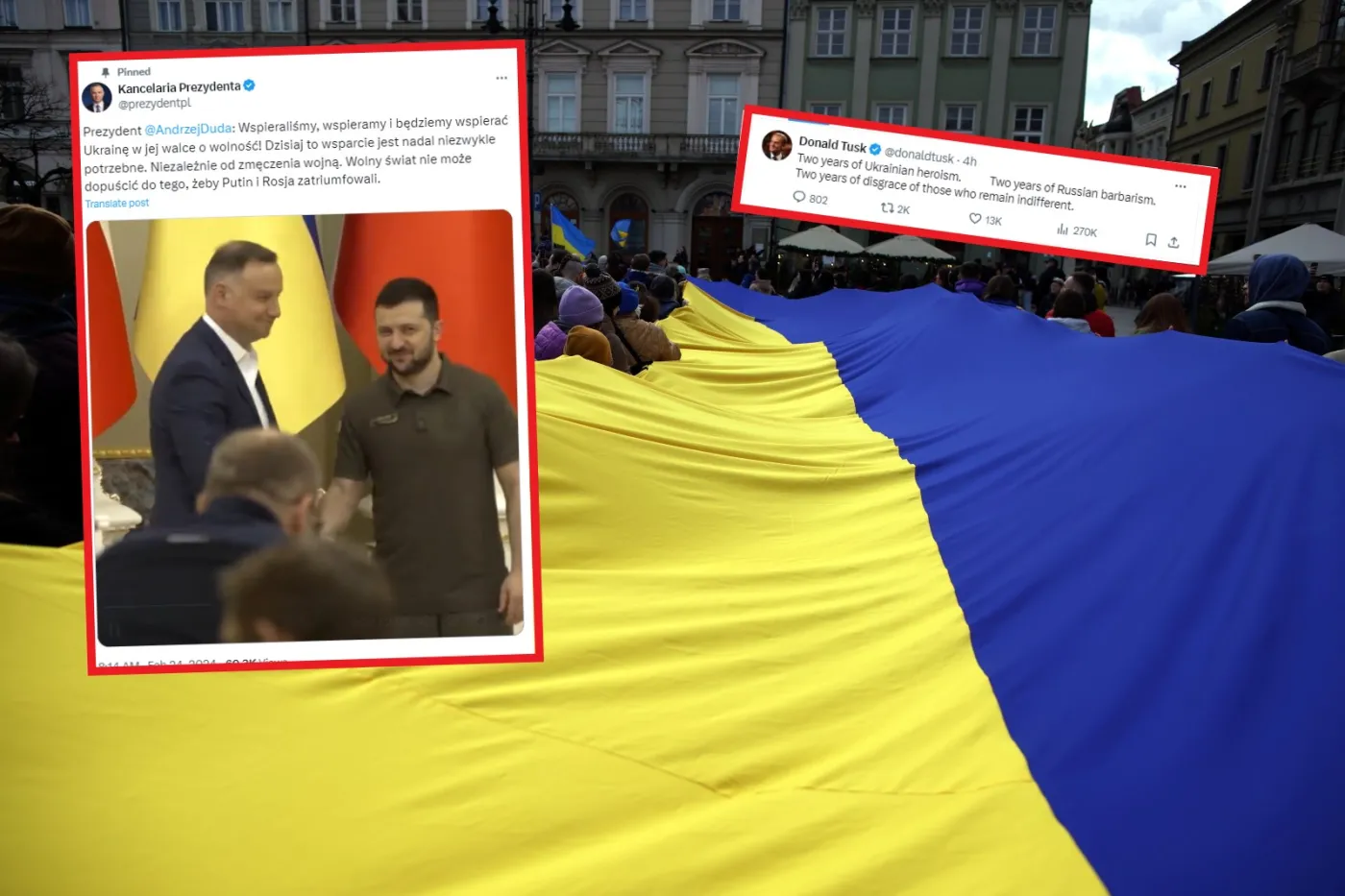 Duda i Tusk o wybuchu wojny. Oddali hołd Ukraińcom