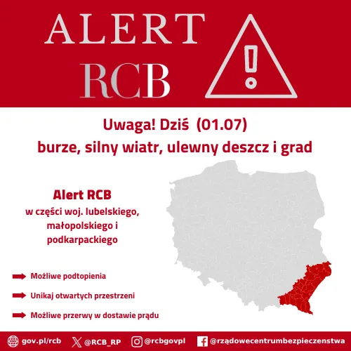 Nadciąga niebezpieczny żywioł. RCB wysłało alerty. "Możliwe przerwy w dostawie prądu"