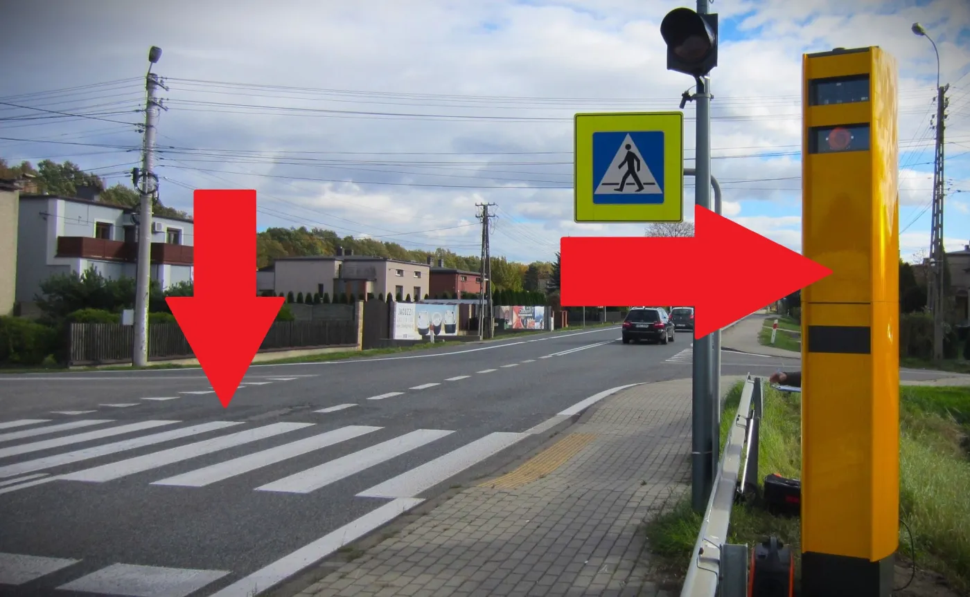 Nowy fotoradar Multaradar CD ustawiony w woj. śląskim przy drodze krajowej DK44 w Mikołowie