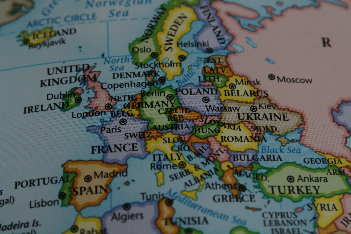 Close,Up,Of,The,Europe,On,A,Map,With,European