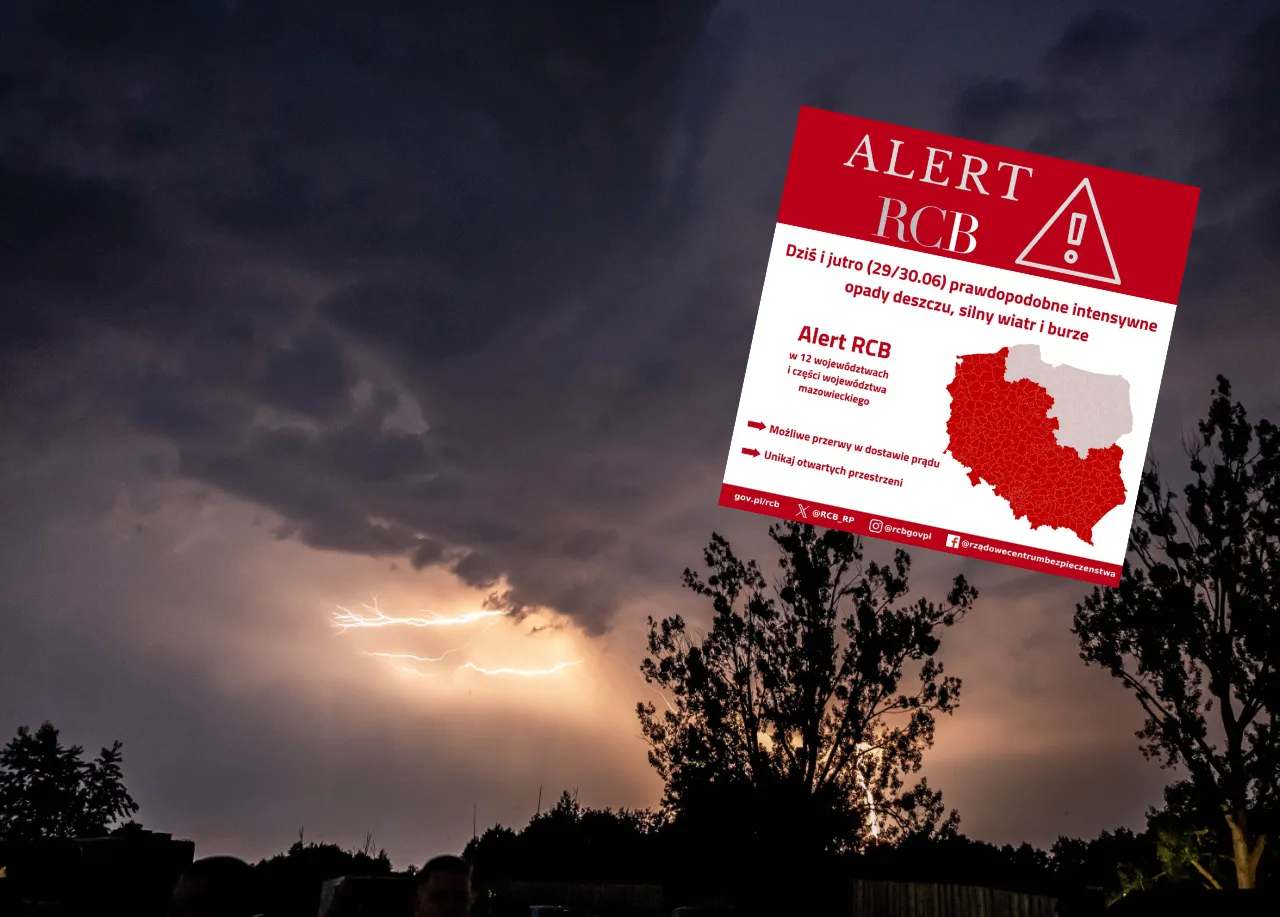 Burze w Polsce. RCB wydało alert dla 13 województw