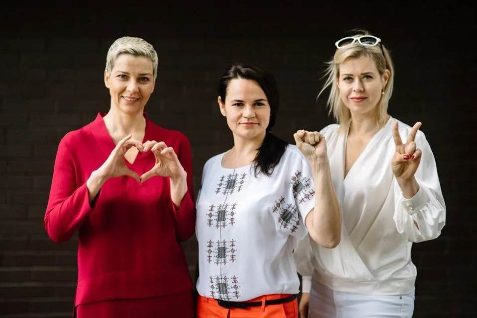 Maryja Kalesnikawa, Swiatłana Cichanouska i Weranika Cepkała, źródło: Facebook/Виктор Бабарико/@viktar.babaryka