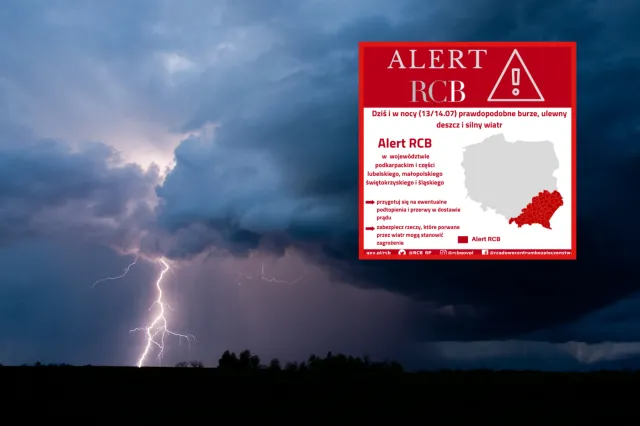 Alert RCB dla 5 województw. Burze, ulewy i silny wiatr
