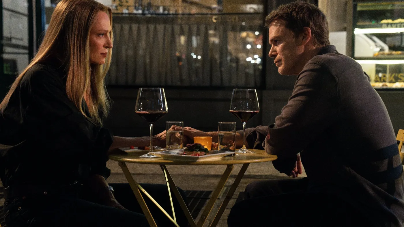 Uma Thurman jako Charley i Michael C. Hall jako Dexter Morgan w serialu "Dexter: Zmartwychwstanie"