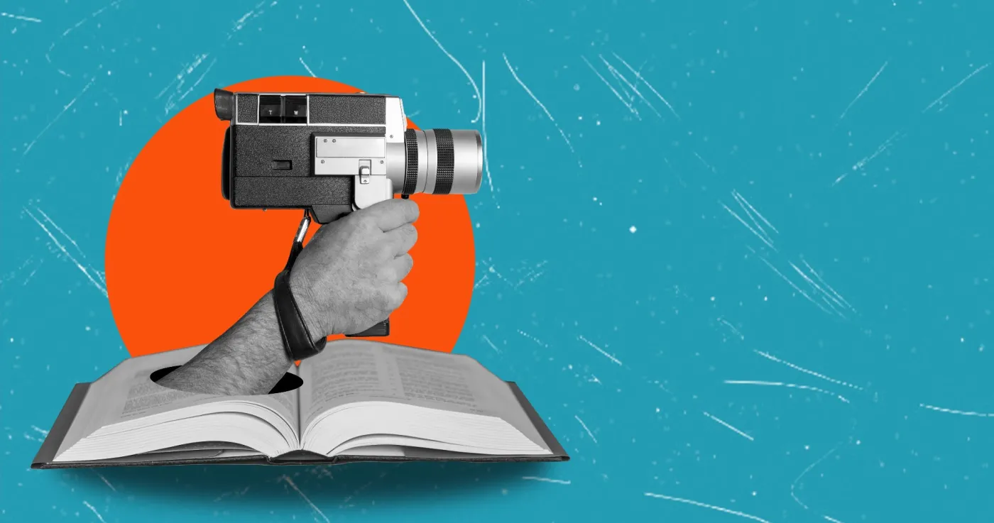 Art,Collage,,Retro,Camera,In,Hands,Of,Man,From,Paper