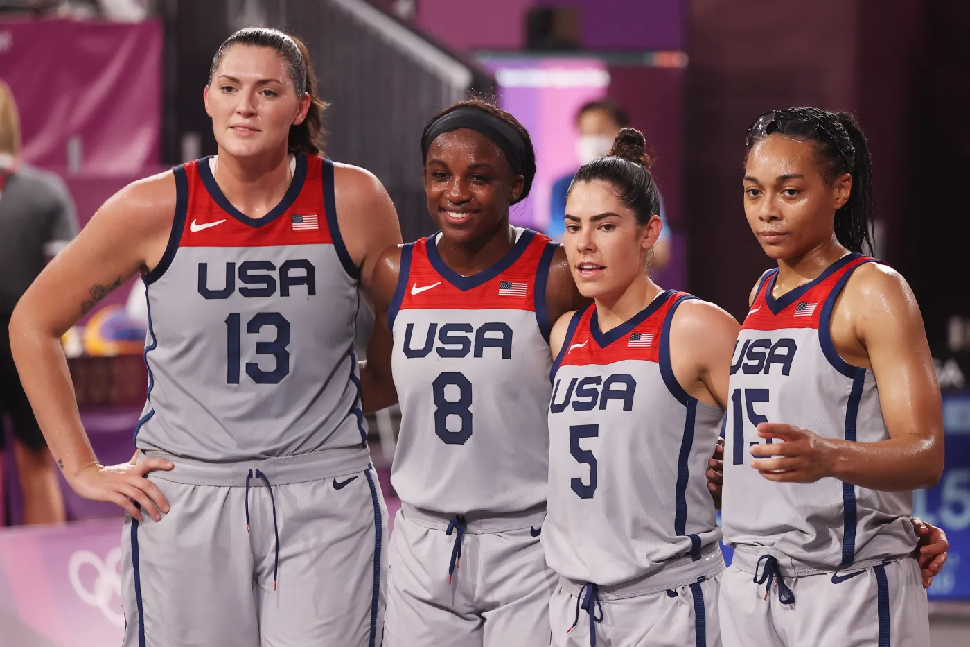 Stefanie Dolson, Jackie Young, Kelsey Plum i Allisha Gray