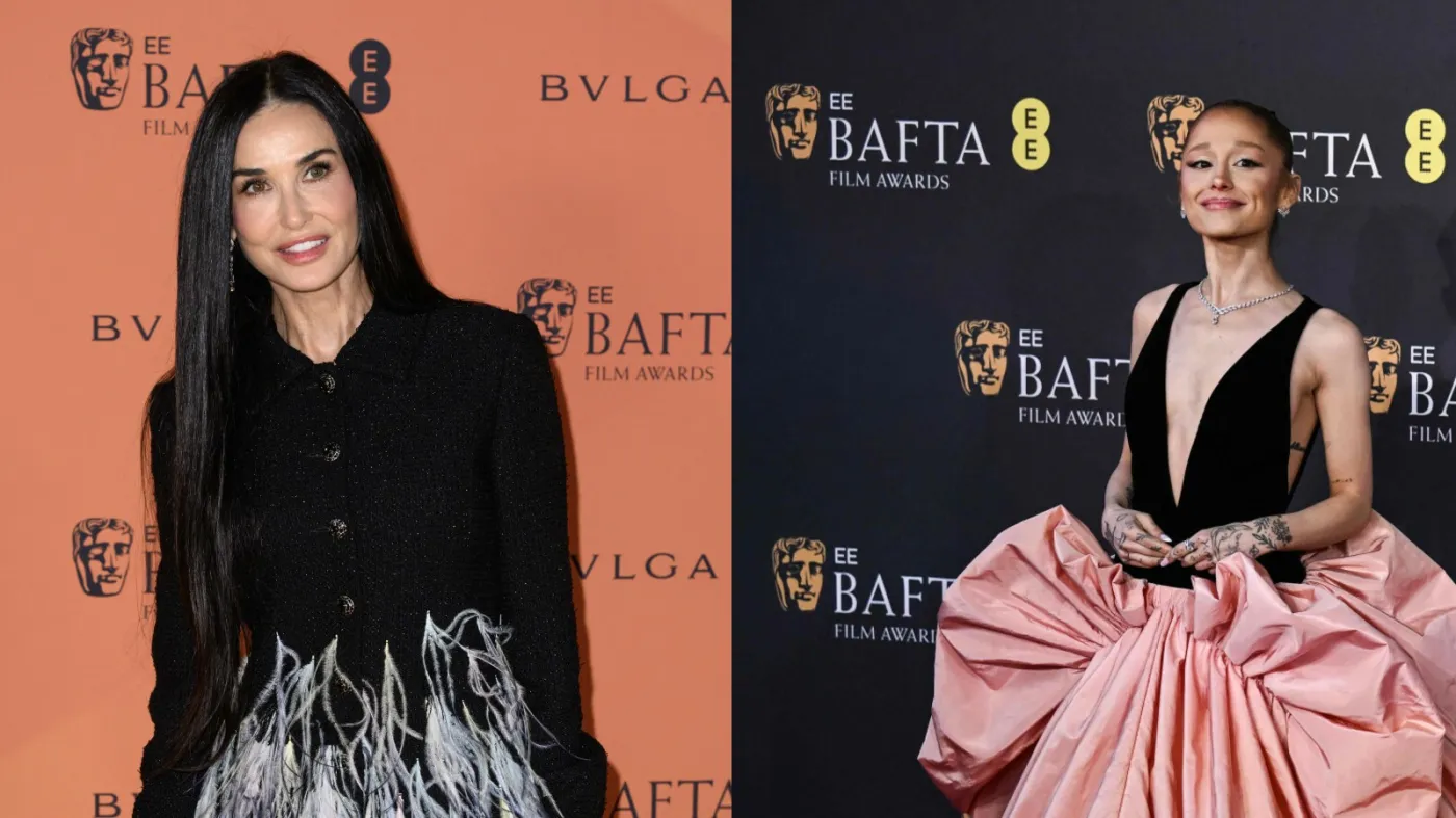 Kreacje gwiazd podczas gali BAFTA. Olśniewająca Demi Moore, Ariana Grande jak księżniczka [FOTO]