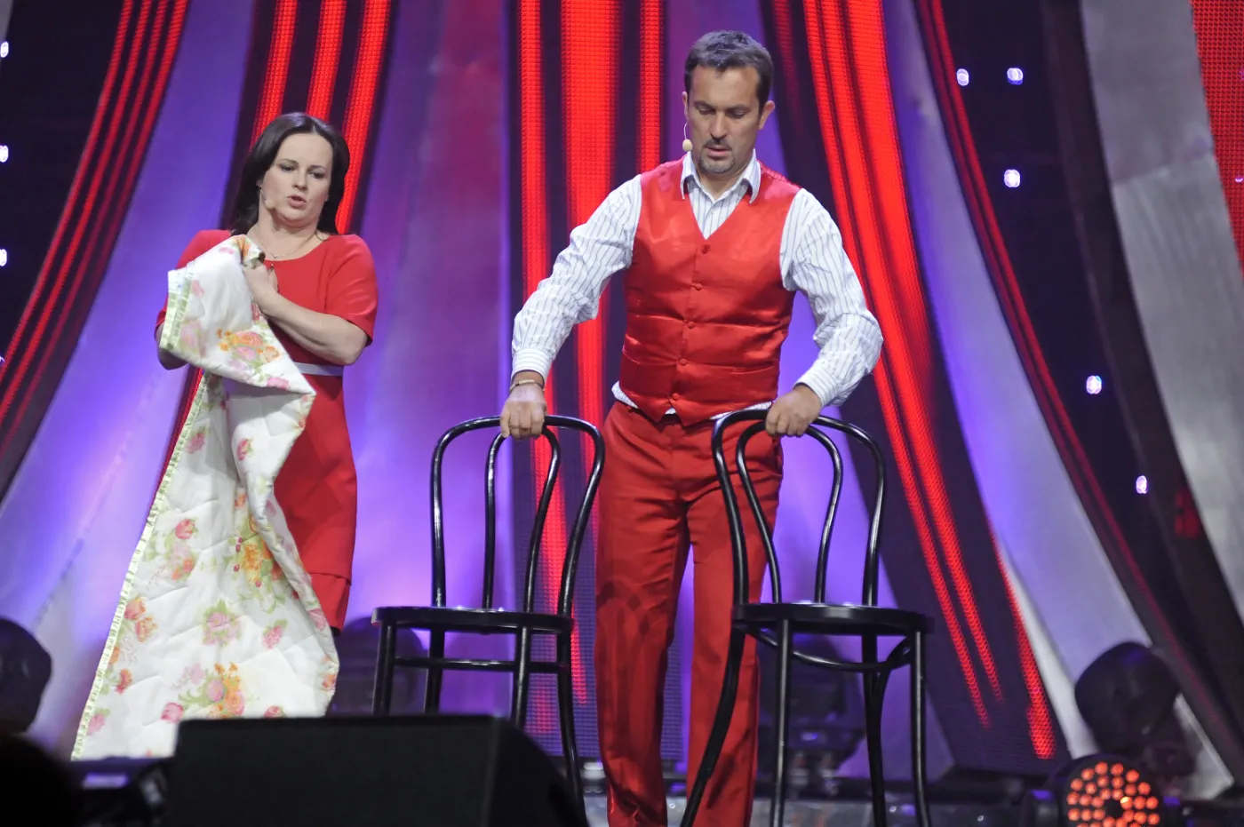 Joanna Kołaczkowska i Dariusz Kamys na scenie w 2010 r.  