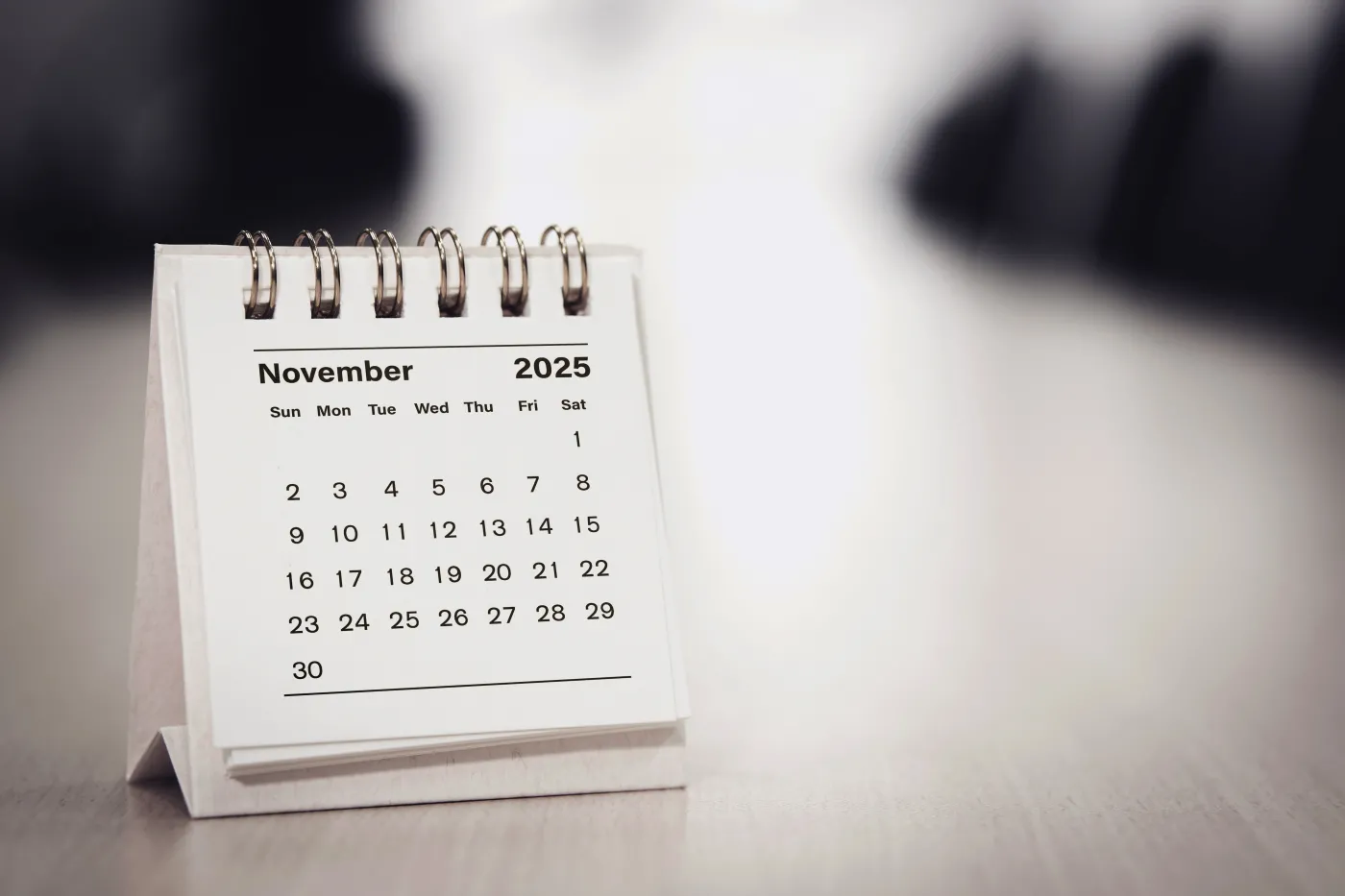 Calendar,Page,November,Of,The,Year,2025,White,Color,In